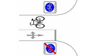 Grafik: Fahrradstrae im Kreuzungsbereich bei markierten Fahrradstreifen