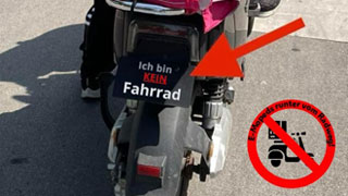 E-Moped mit Kennzeichen "Ich bin kein Fahrrad"